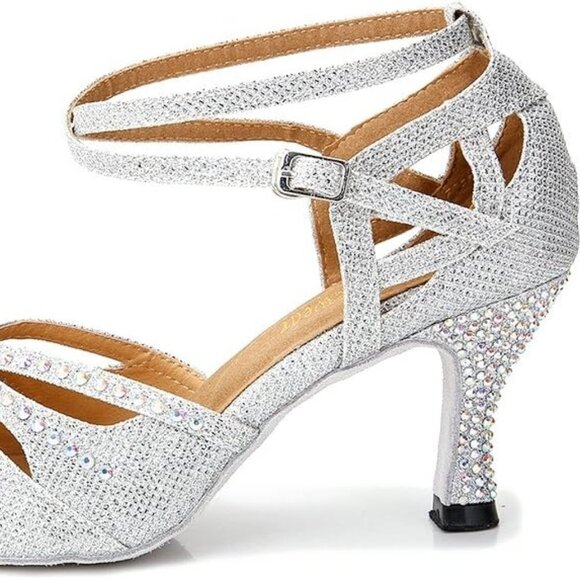 TTdancewear Women Rhinestone Ballroom Dance Shoes Latin Salsa Performance Dance - Picture 4 of 4